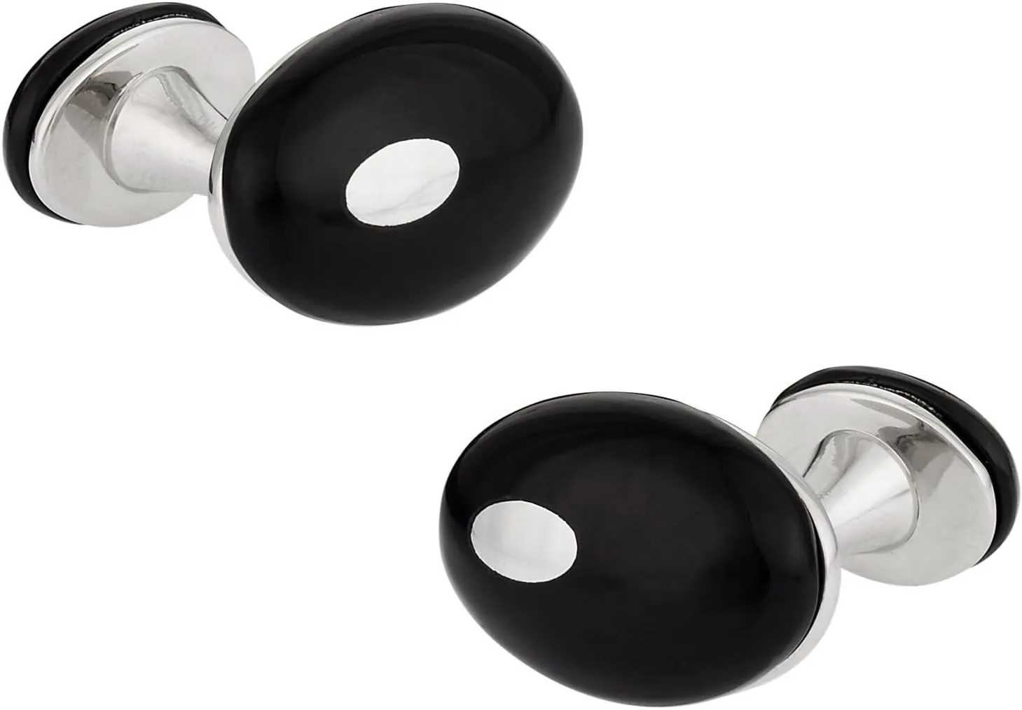 Double Black Onyx Silver Cufflinks by Cuff-Daddy