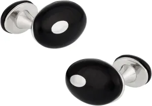 Double Black Onyx Silver Cufflinks by Cuff-Daddy