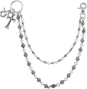 Double-Layer Wallet Chain for Jeans with Black Skull Pendant - Stylish & Edgy Punk Accessory for Men and Women