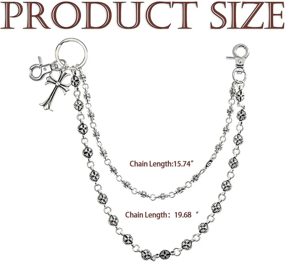 Double-Layer Wallet Chain for Jeans with Black Skull Pendant - Stylish & Edgy Punk Accessory for Men and Women