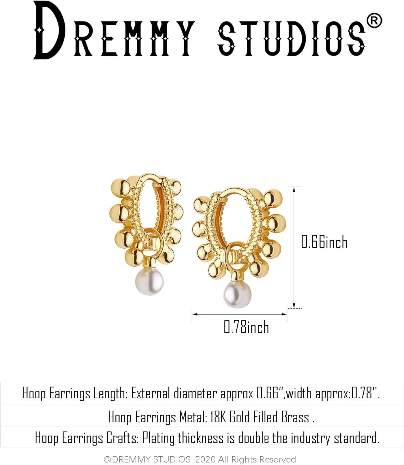 DREMMY STUDIOS Gold Dainty Huggie Hoop Earrings 18K Gold Plated Exquisite Open Tassel Dangle Charm Drop Sleeper Geometric Cross Coin Star Heart White CZ Simple Hypoallergenic Earrings for Women