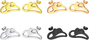 Dreuyet 4 Pairs Western Boots and Hat Stud Earrings for Women Tiny Asymmetric Cowboy Cowgirl Boot Hat Earrings Stainless Steel Minimalist High Polished Western Jewelry
