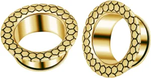 Ear Tunnels, 2PCS Stainless Steel Ear Plugs Vintage Hoop Geometric Pattern Ear Gauges 00G Body Piercings Jewelry