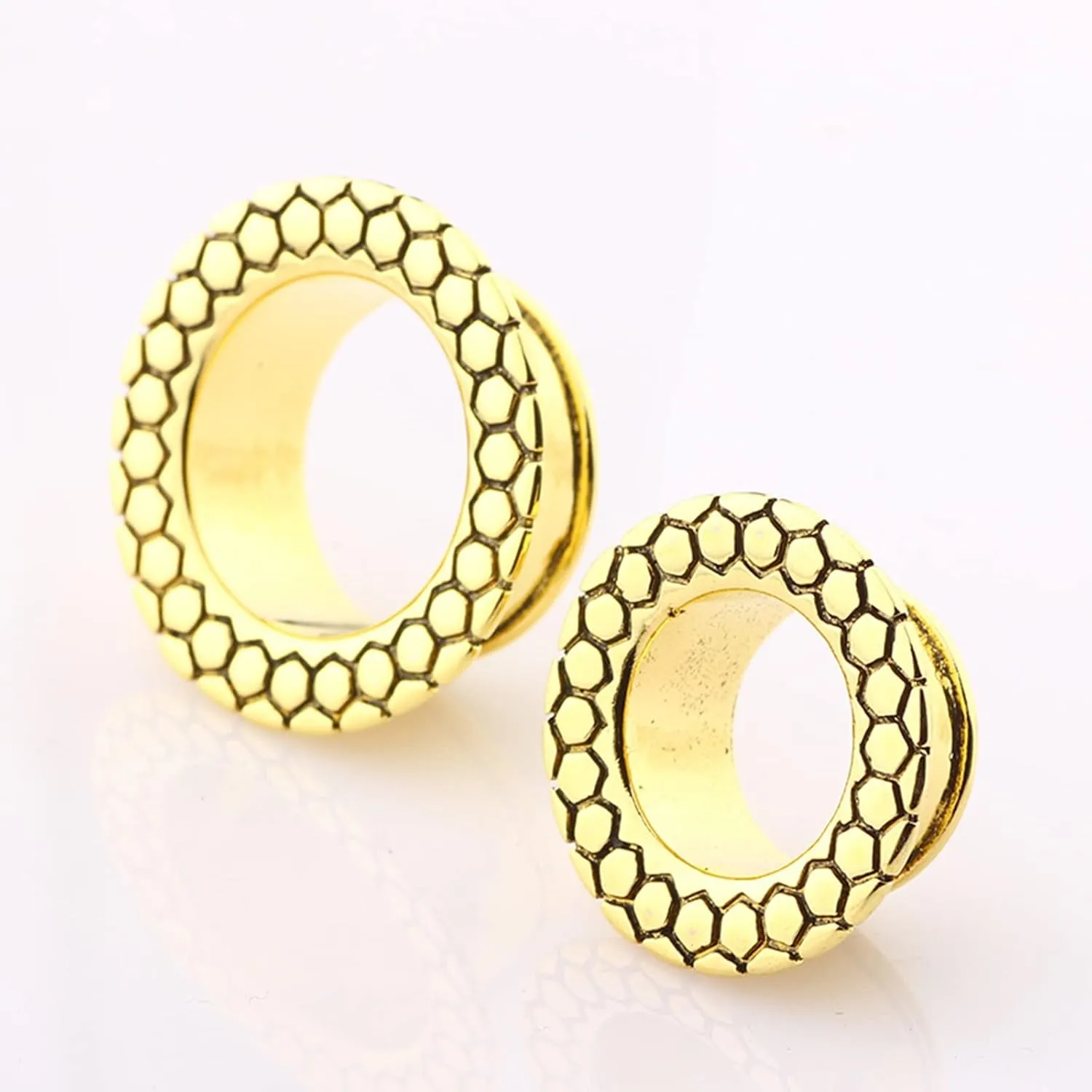 Ear Tunnels, 2PCS Stainless Steel Ear Plugs Vintage Hoop Geometric Pattern Ear Gauges 00G Body Piercings Jewelry