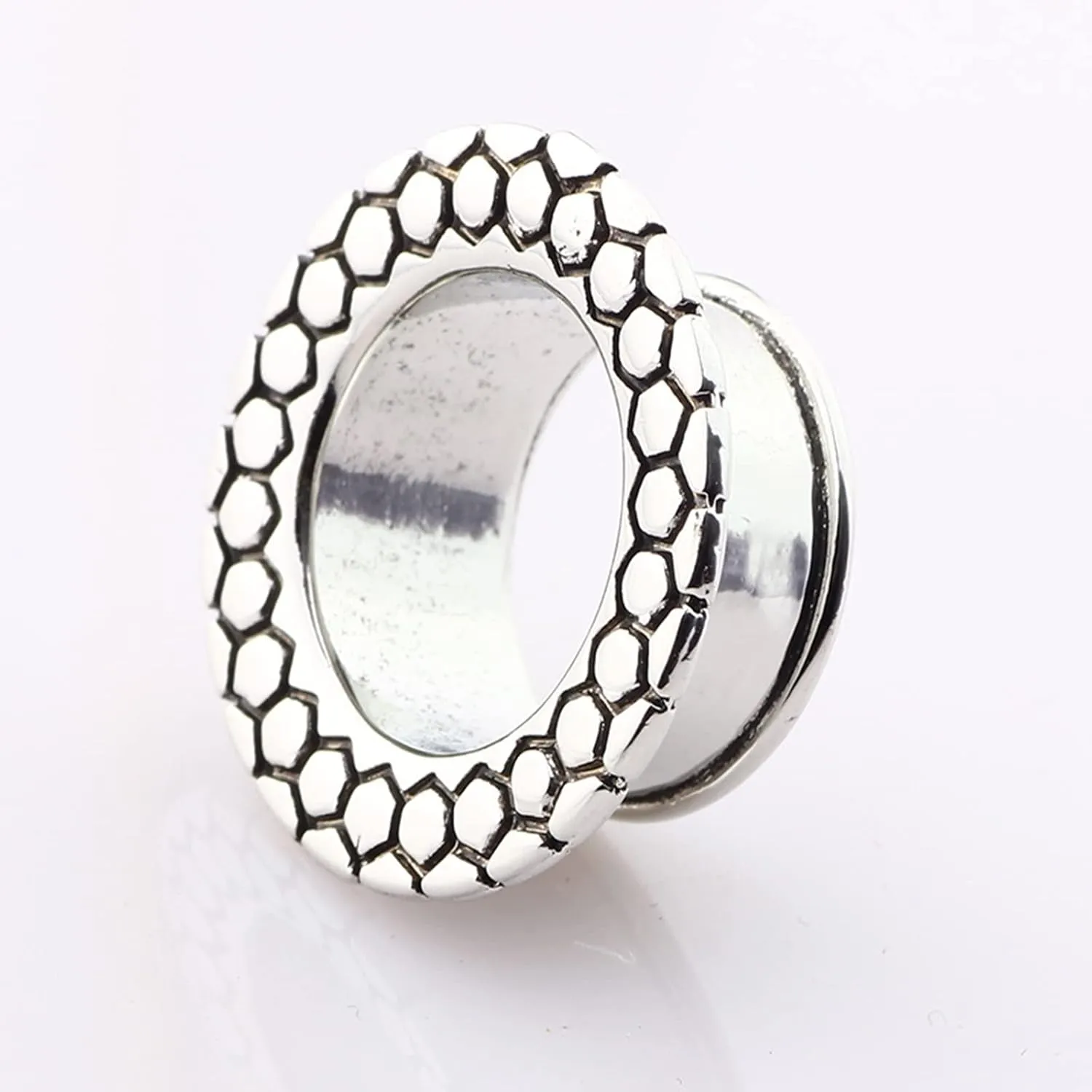 Ear Tunnels, 2PCS Stainless Steel Ear Plugs Vintage Hoop Geometric Pattern Ear Gauges 00G Body Piercings Jewelry