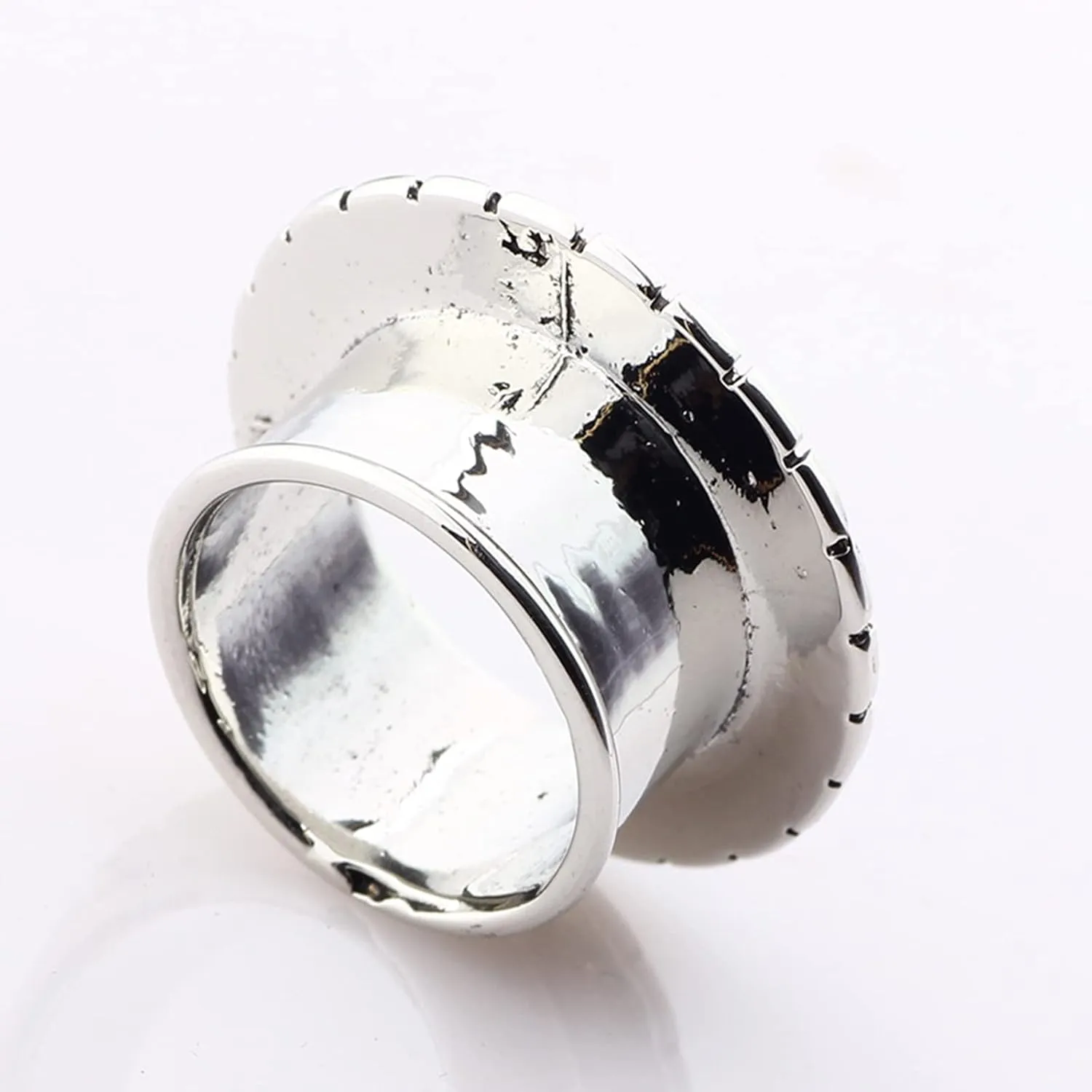 Ear Tunnels, 2PCS Stainless Steel Ear Plugs Vintage Hoop Geometric Pattern Ear Gauges 00G Body Piercings Jewelry