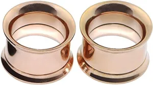 Ear Tunnels, 2PCS Stainless Steel Gauges Rose Gold Hoop Ear Gauges 8G Piercing Jewelry Set