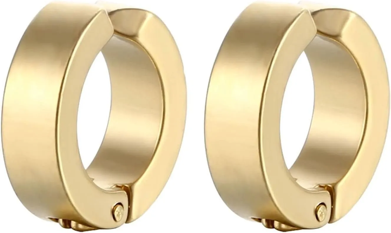 Earring Cuff Men and Women,Earrings Women Stainless Steel Silver High Polished Circle Ear Cuffs Silver