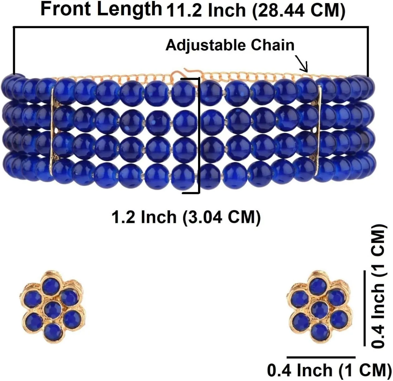 Efulgenz Beaded Choker Necklace Earrings Faux Pearl Bridal Necklace Set for Women Multi Layered Stranded Necklace Stud Earrings Set Indian Jewelry Sets for Wedding