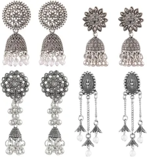Efulgenz Indian Oxidized Jewelry Boho Vintage Layered Jhumka Jhumki Tassel Dangle Statement Earrings for Women, Copper
