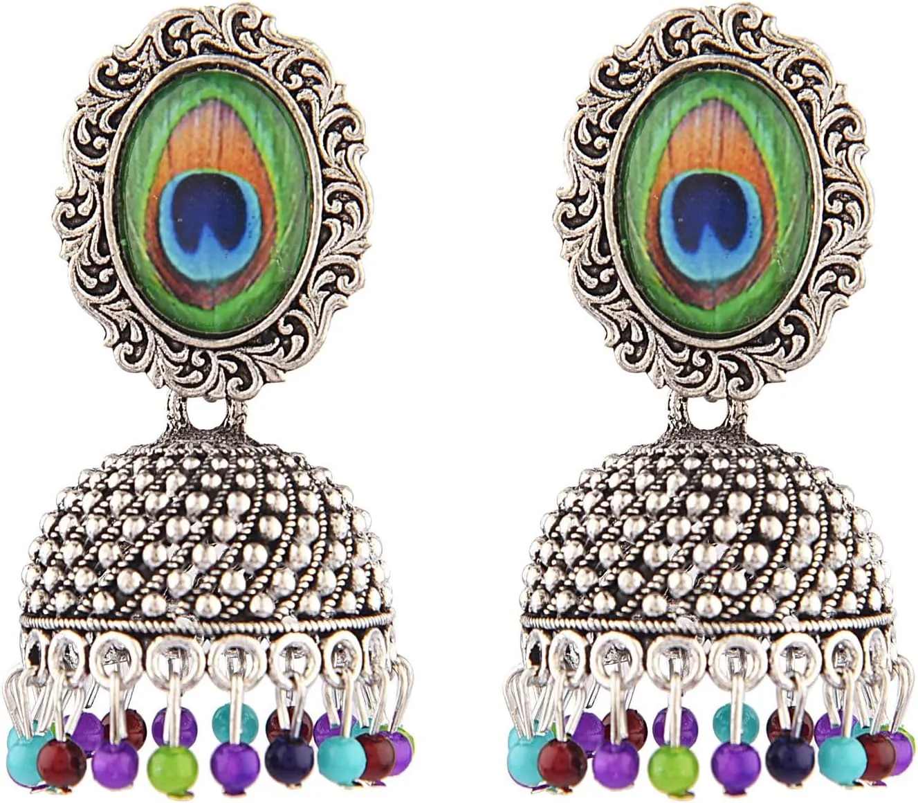 Efulgenz Oxidized Jewelry Boho Vintage Antique Tribal Indian Oxidized Silver Chandbali Dangle Statement Hook Earrings Jewelry, Copper, not known