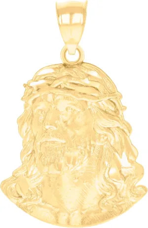 Elegant 10k 10KT Yellow Gold Men's Jesus Pendant  Religious Charm