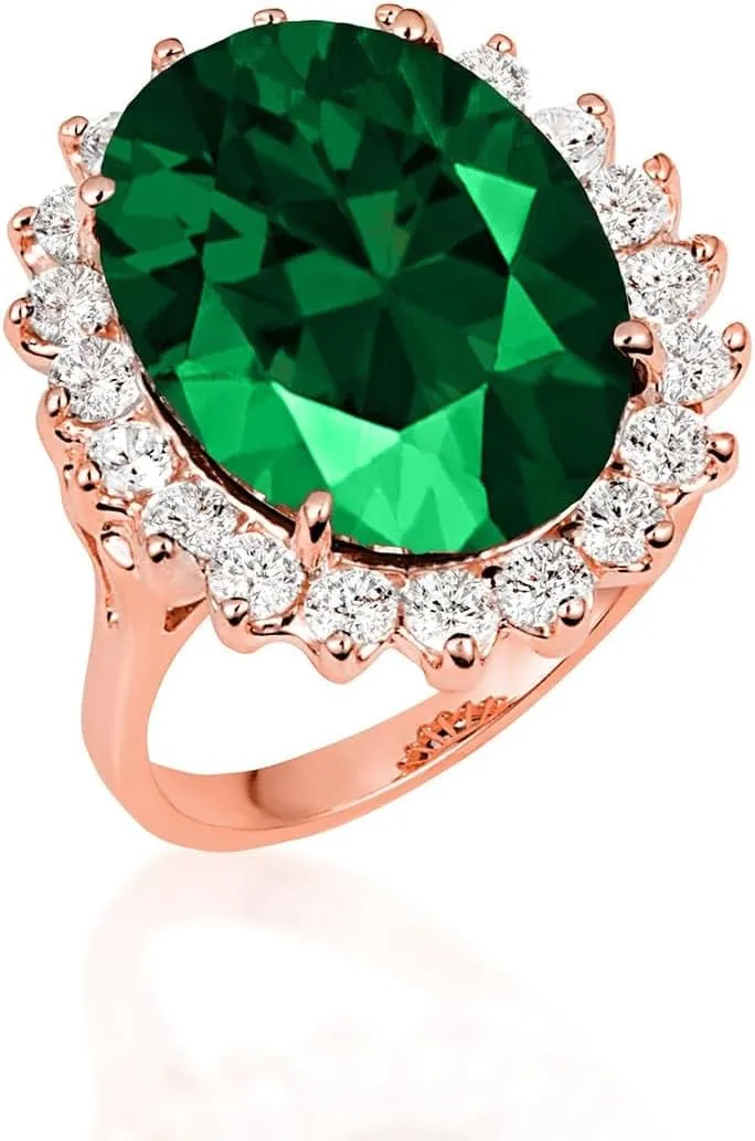 Elegant 10k Rose Gold Oval-Shaped Solitaire Personalized Birthstone Halo Ring