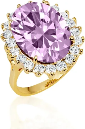 Elegant 14k Yellow Gold Oval-Shaped Solitaire Personalized Birthstone Halo Ring