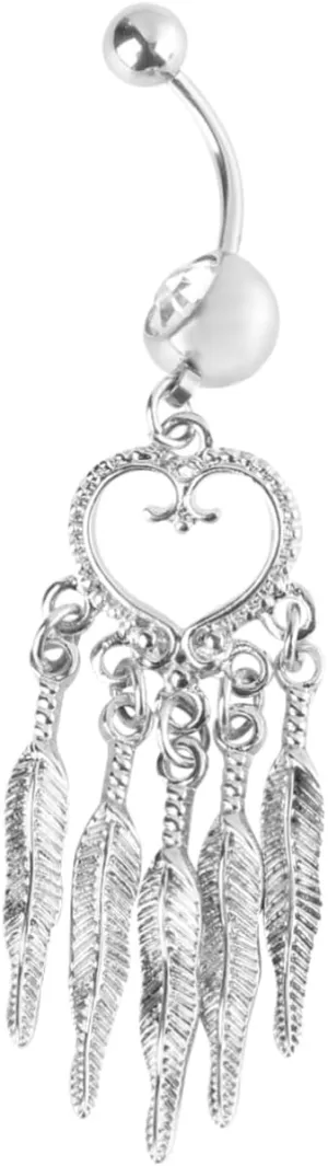 Elegant Belly Button Ring Dangling Jewelry Stainless Steel Navel Ring for Women
