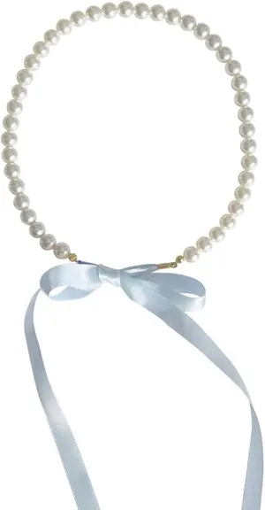 Elegant Bowknot Choker Imitation Pearls Necklace Women Jewelry Fashion Accessories for Wedding Party Daily