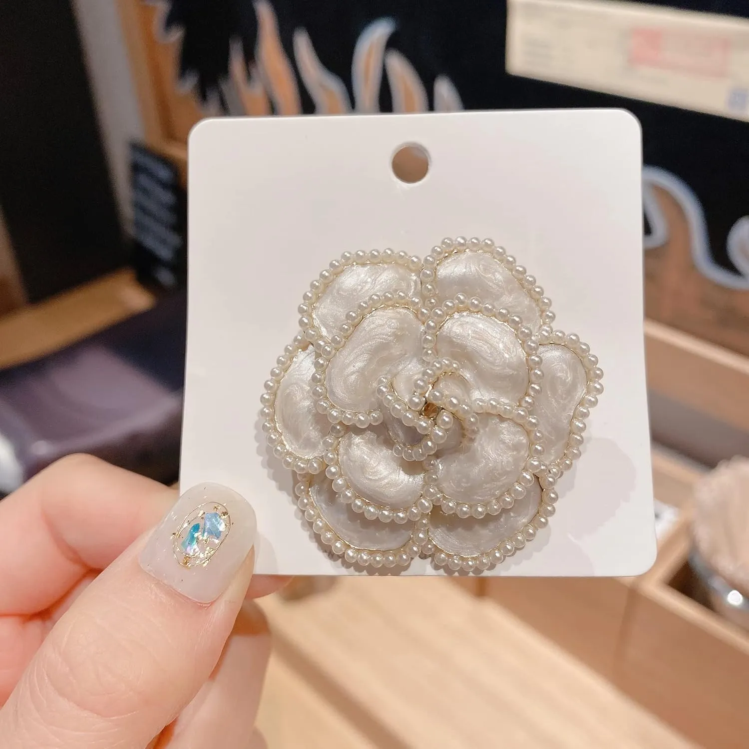Elegant Camellia Flower Pearl Enamel Brooch Pin for Women - Fashion Jewelry Accessory