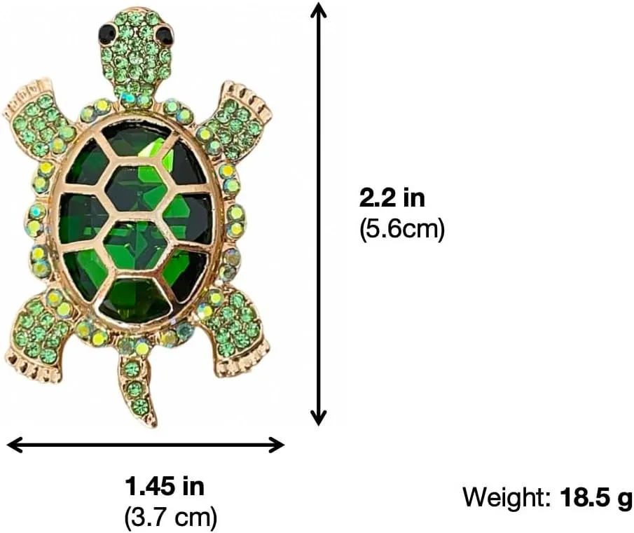 Elegant Enamel Sea Turtle Brooch - Crystal Animal Pin Jewelry for Women - Turtle Gifts