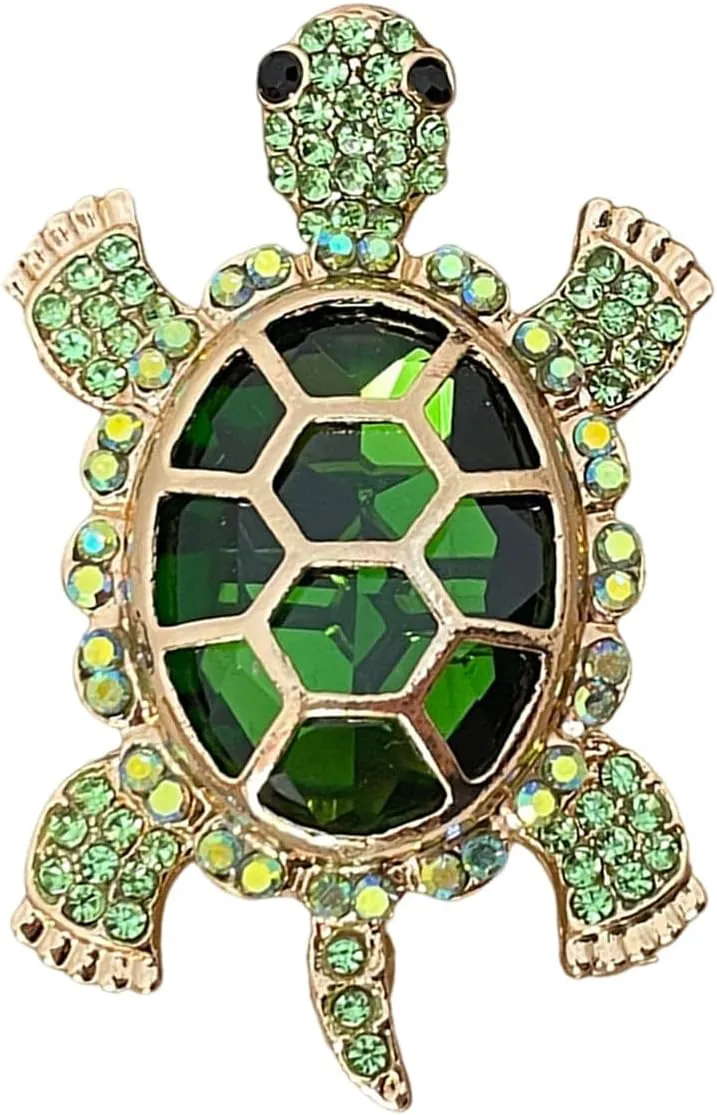 Elegant Enamel Sea Turtle Brooch - Crystal Animal Pin Jewelry for Women - Turtle Gifts