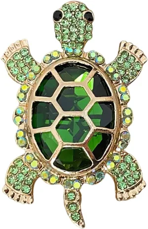 Elegant Enamel Sea Turtle Brooch - Crystal Animal Pin Jewelry for Women - Turtle Gifts
