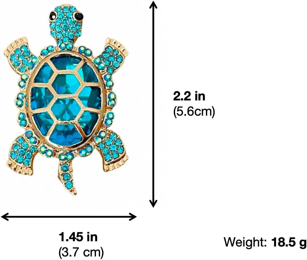 Elegant Enamel Sea Turtle Brooch - Crystal Animal Pin Jewelry for Women - Turtle Gifts