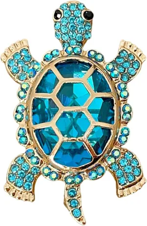 Elegant Enamel Sea Turtle Brooch - Crystal Animal Pin Jewelry for Women - Turtle Gifts