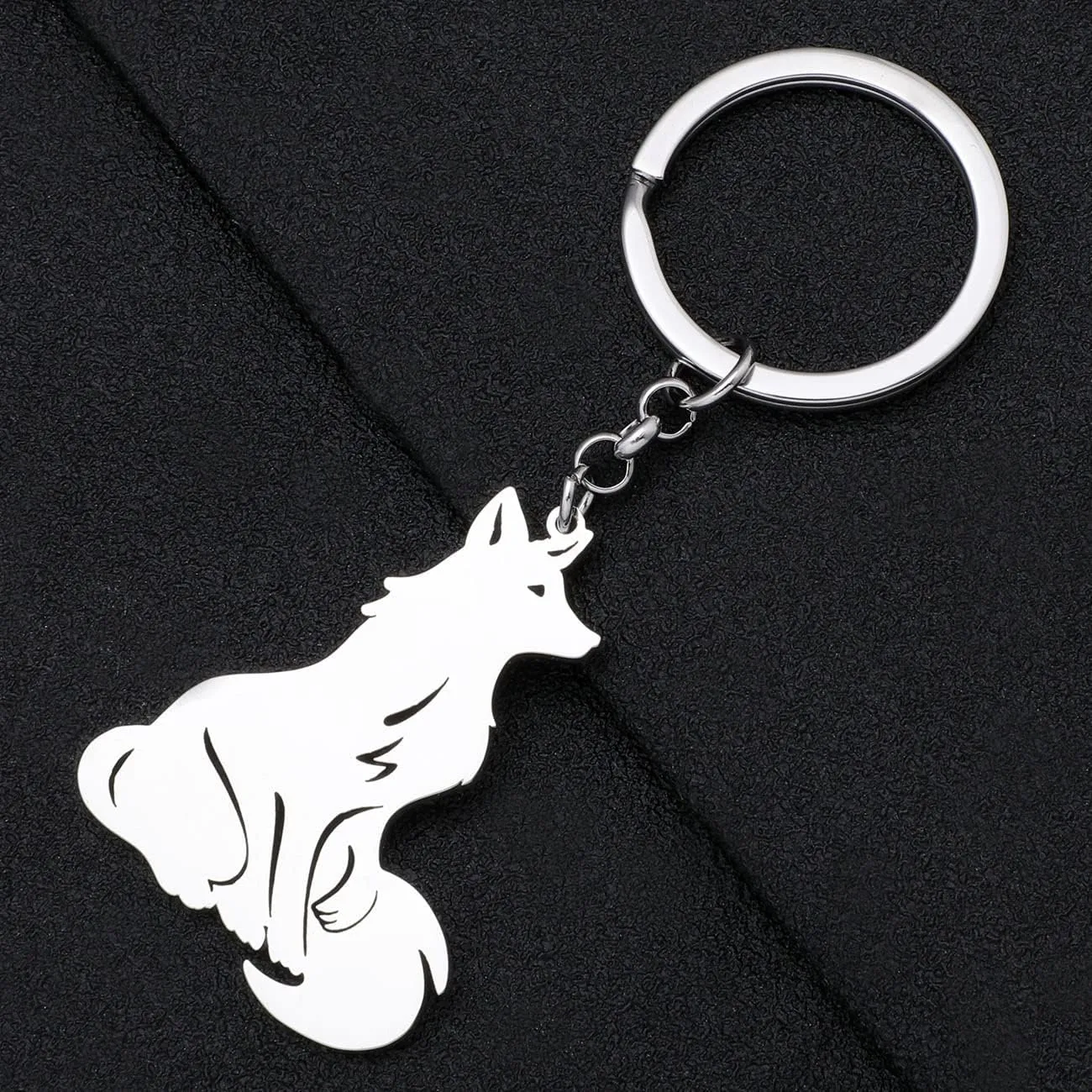 Elegant Fox Keychain Stainless Steel Fox Keyring Gifts for Women Girls Car Key Charms