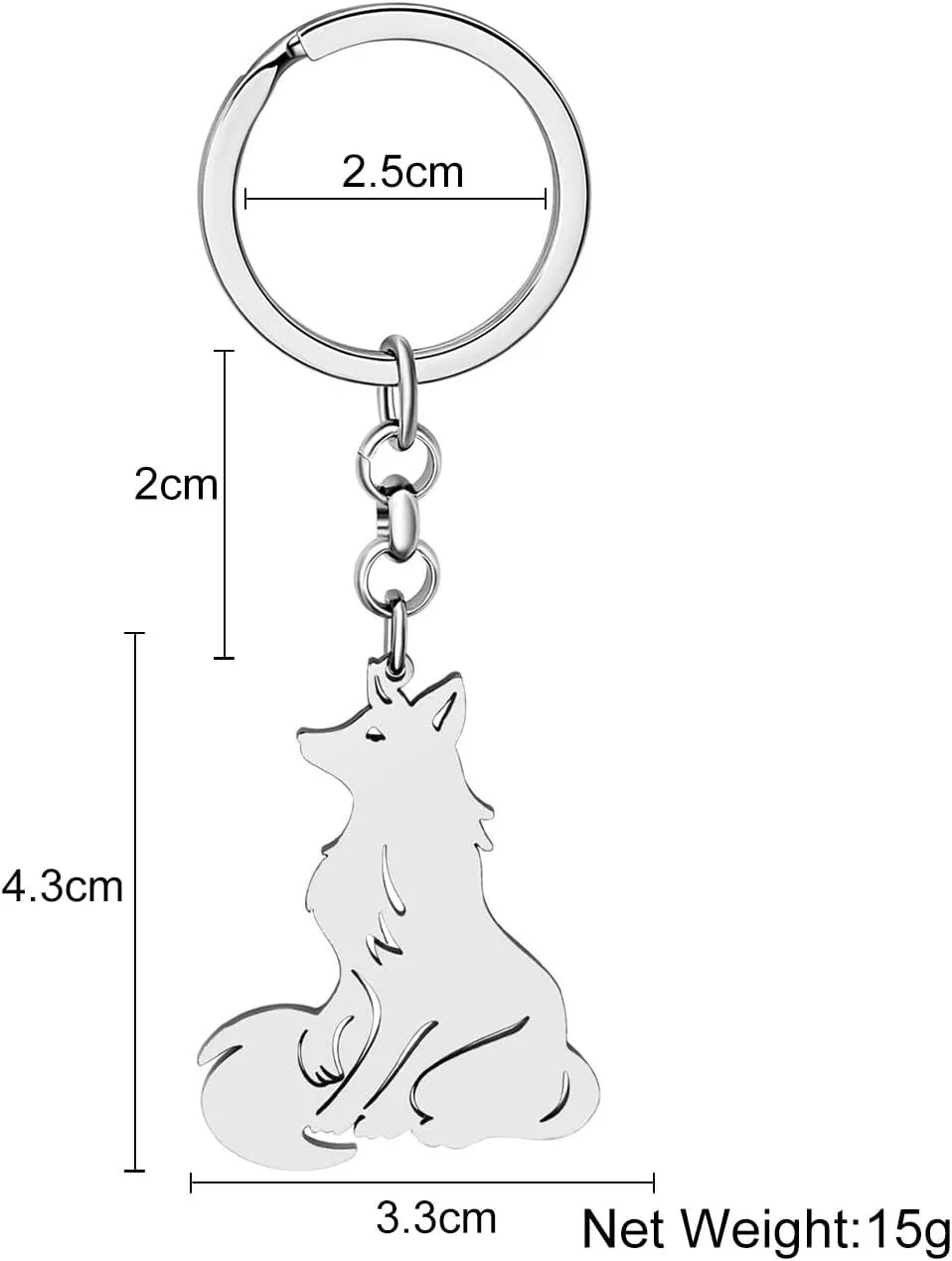 Elegant Fox Keychain Stainless Steel Fox Keyring Gifts for Women Girls Car Key Charms