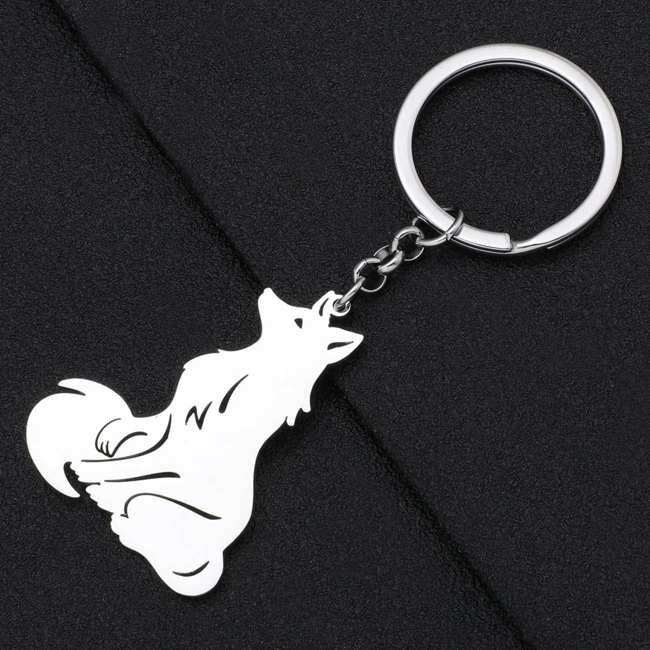 Elegant Fox Keychain Stainless Steel Fox Keyring Gifts for Women Girls Car Key Charms