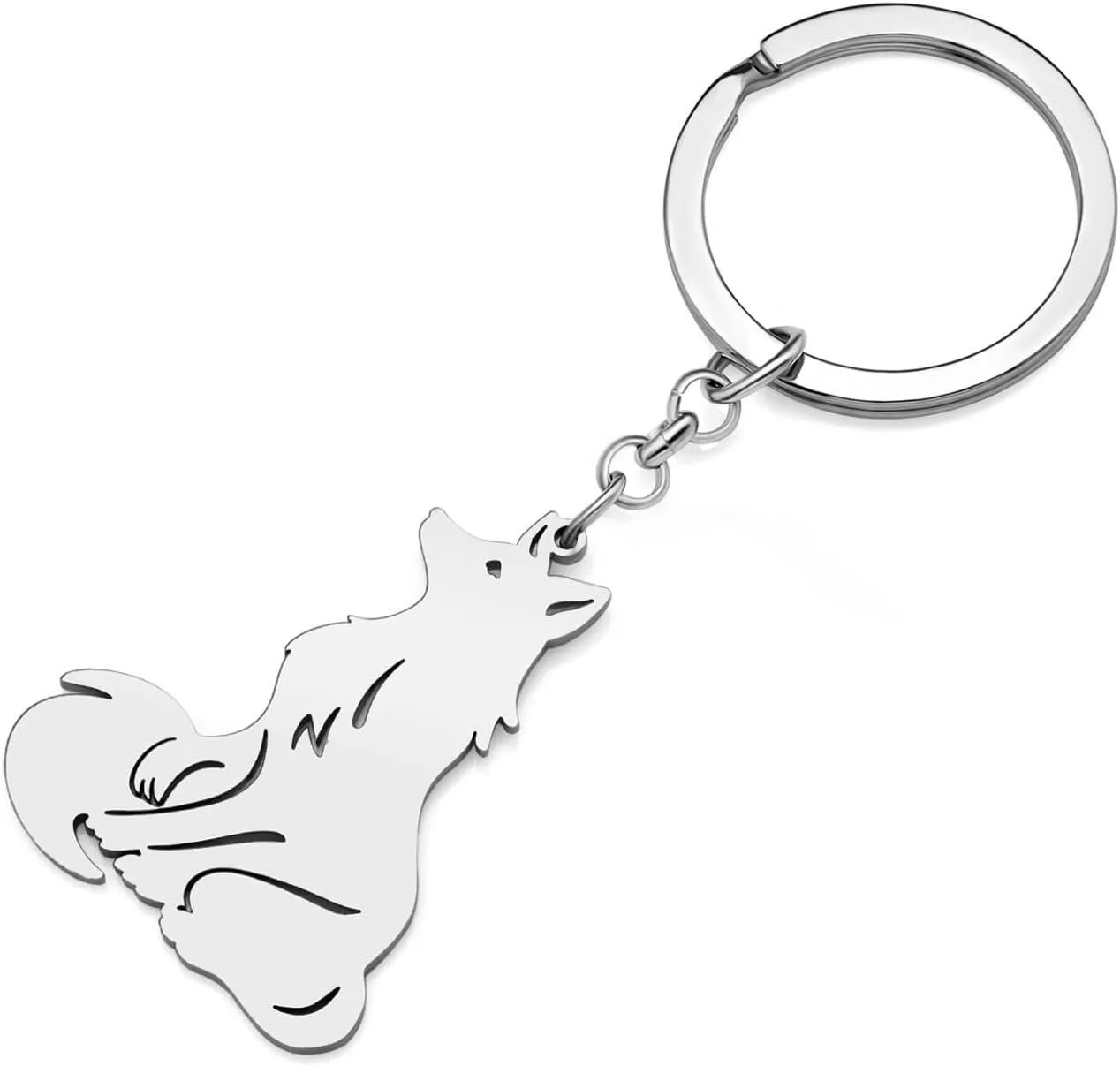 Elegant Fox Keychain Stainless Steel Fox Keyring Gifts for Women Girls Car Key Charms