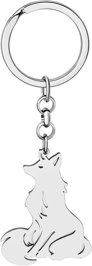 Elegant Fox Keychain Stainless Steel Fox Keyring Gifts for Women Girls Car Key Charms