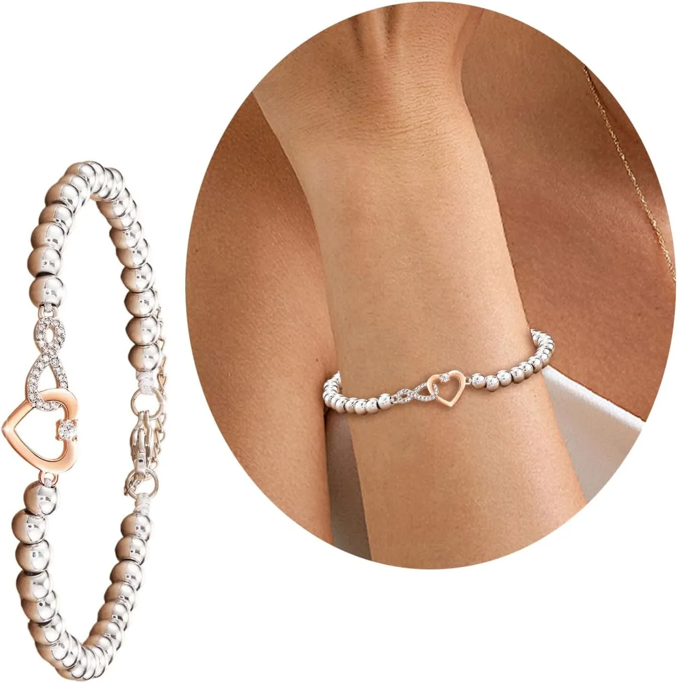 Elegant Infinities Heart Bracelet With Stylish Crystals for Women Symbolizing Friendship and Styles Daily Casual Use Heart Bracelet