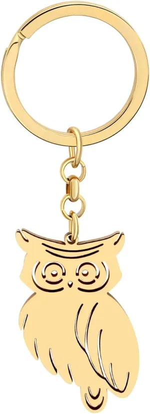 Elegant Owl Bird Keychain Stainless Steel Owl Keyring Gifts for Women Girls Car Key Charms