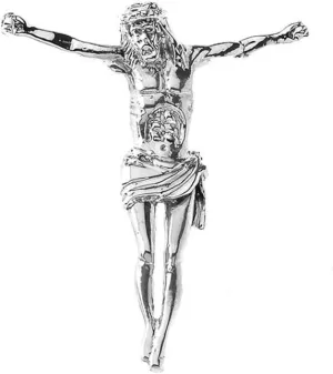 Elegant Oxidized Sterling Silver Crucified Jesus Pendant with Hidden Bail (2.1")
