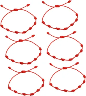 Elegant Red Rope Knot Wristband 6pcs Braided Bracelet Chain Adjustable Luck Bangle for Women
