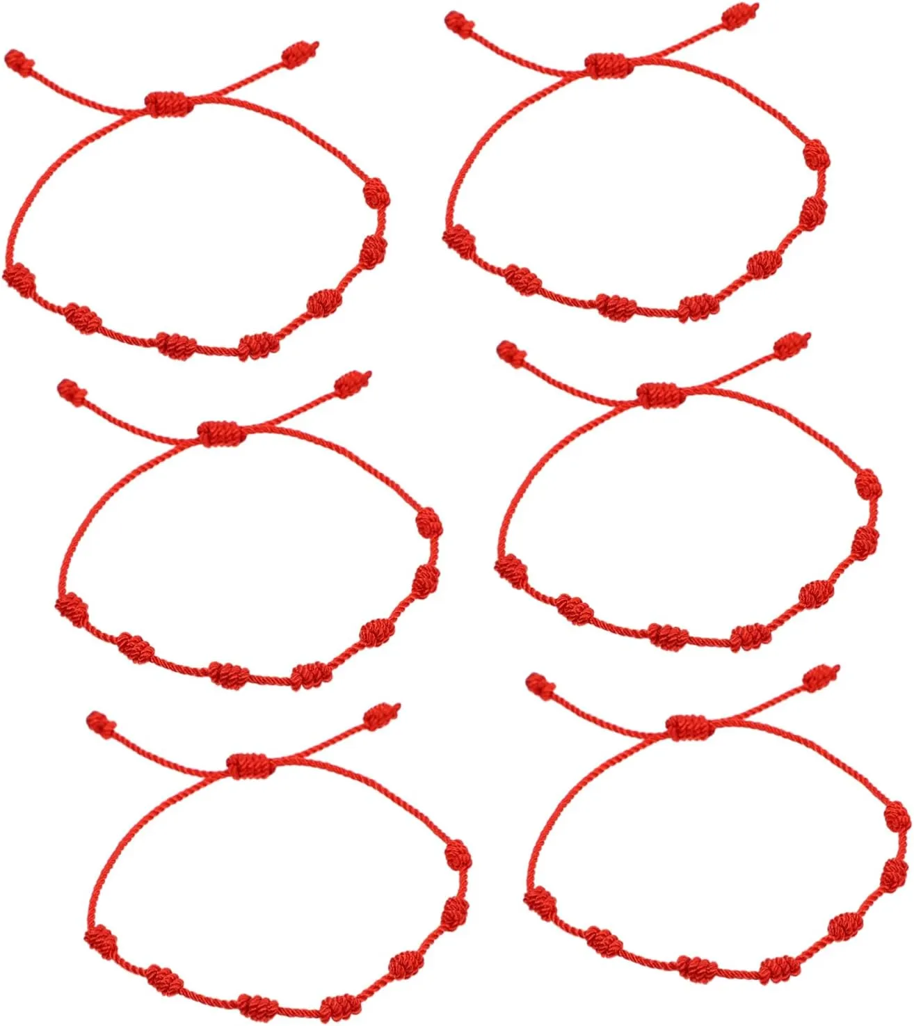 Elegant Red Rope Knot Wristband 6pcs Braided Bracelet Chain Adjustable Luck Bangle for Women