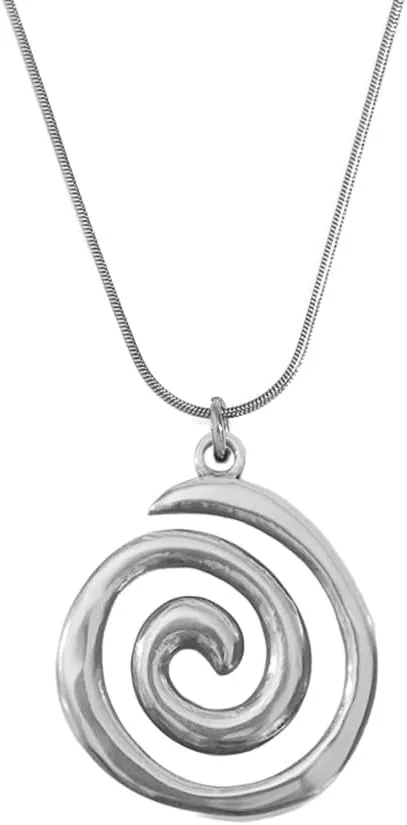 Elegant Swirl Pendant Necklace Round Circle Neckchain Grunge Style Accessory
