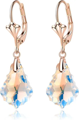 EleQueen Elegant Baroque Austrian Crystal Leverback Dangle Earrings for Women, Fashion Hypoallergenic Jewelry