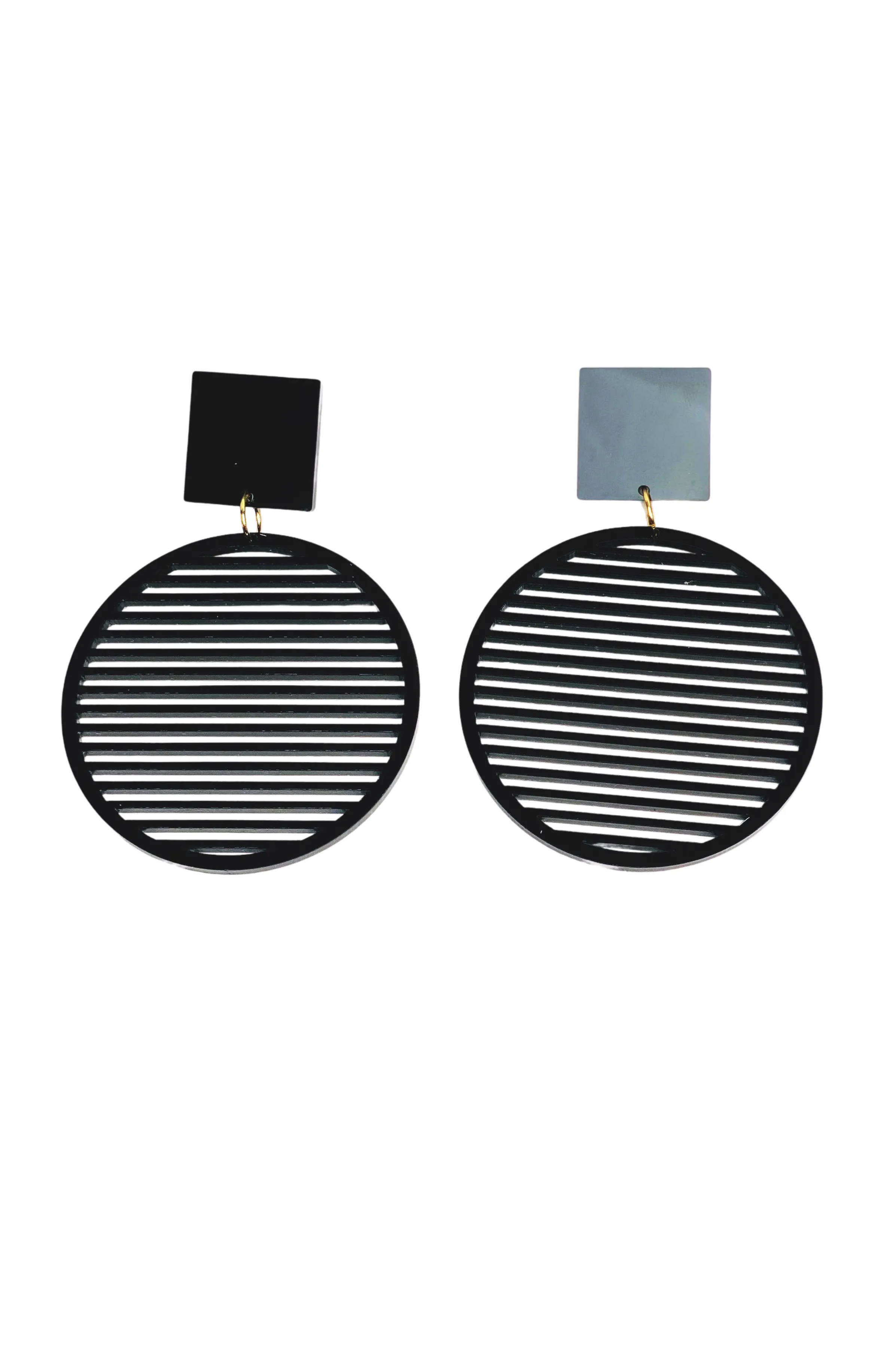 Elyn Black Stripes Hoop Earrings