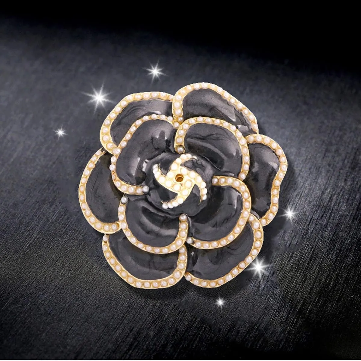 Enamel Camellia Pearl Brooch - Elegant Petal Pin Wedding & Party Brooch Gift