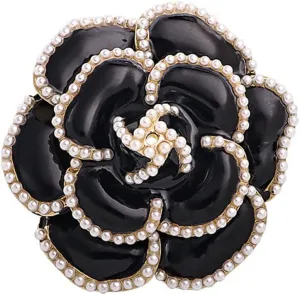 Enamel Camellia Pearl Brooch - Elegant Petal Pin Wedding & Party Brooch Gift