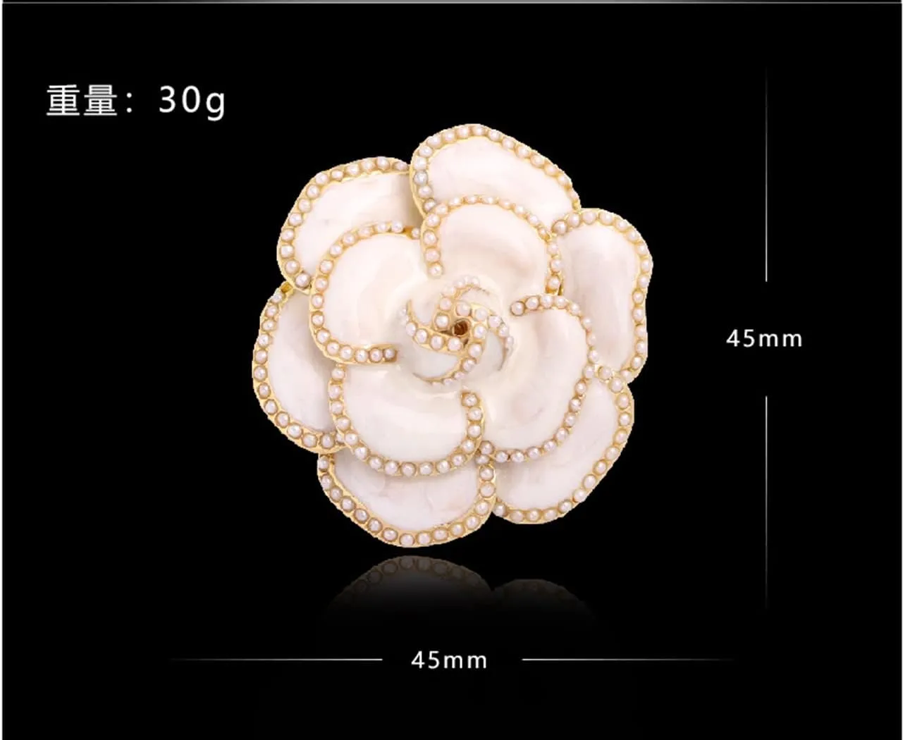 Enamel Camellia Pearl Brooch - Elegant Petal Pin Wedding & Party Brooch Gift