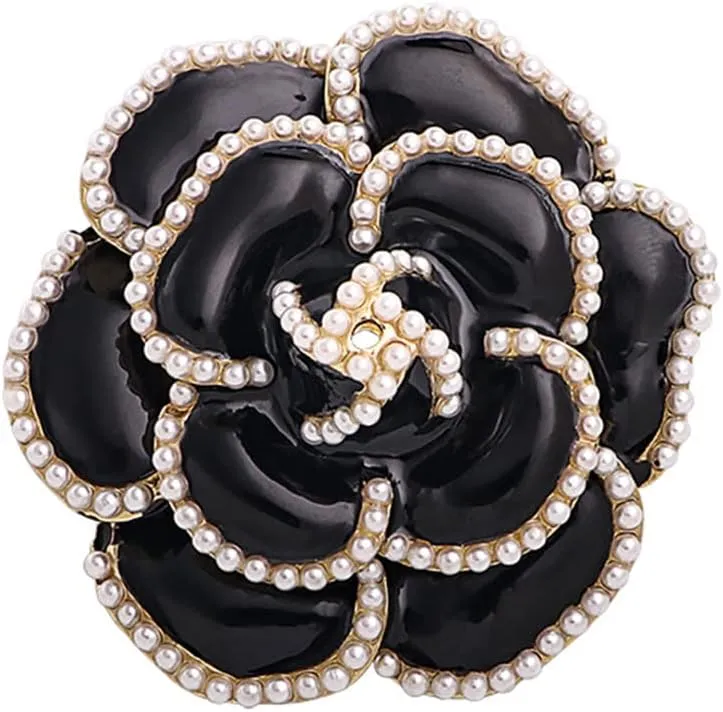 Enamel Camellia Pearl Brooch - Elegant Petal Pin Wedding & Party Brooch Gift