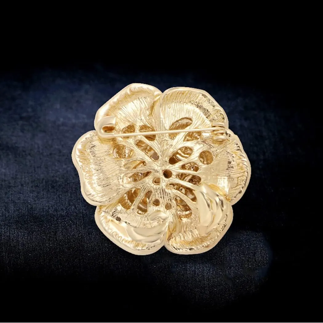 Enamel Camellia Pearl Brooch - Elegant Petal Pin Wedding & Party Brooch Gift