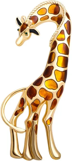 Enamel Giraffe Animal Brooch Pin for Women Girls Men Fashion Rhinestone Gold Tone Exquisite Big Dress Hat Costume Accessories Creative Christmas Birthday Holiday Decor Jewelry Gift for Pet Lover
