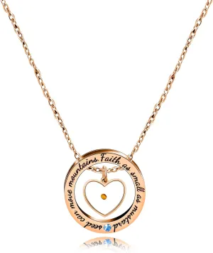 Engraved 'Faith As Small As A Mustard Seed Can Move Mountains' Round Circle Necklace Stainless Steel Christian Gift for Men Women's Baptism Communion YA958