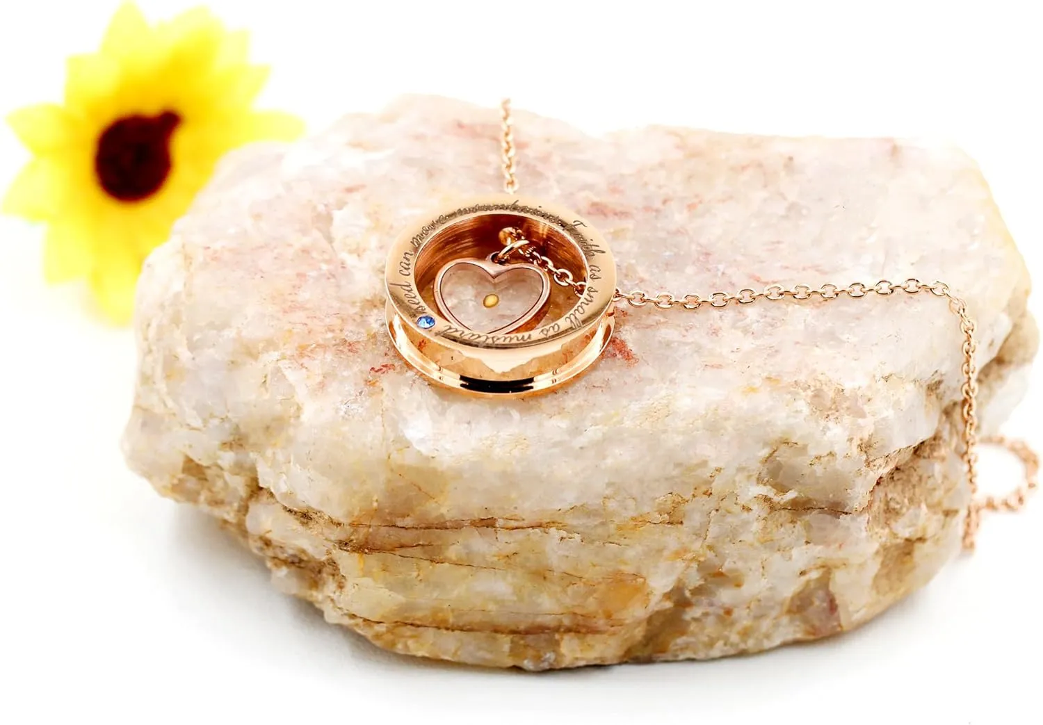 Engraved 'Faith As Small As A Mustard Seed Can Move Mountains' Round Circle Necklace Stainless Steel Christian Gift for Men Women's Baptism Communion YA958