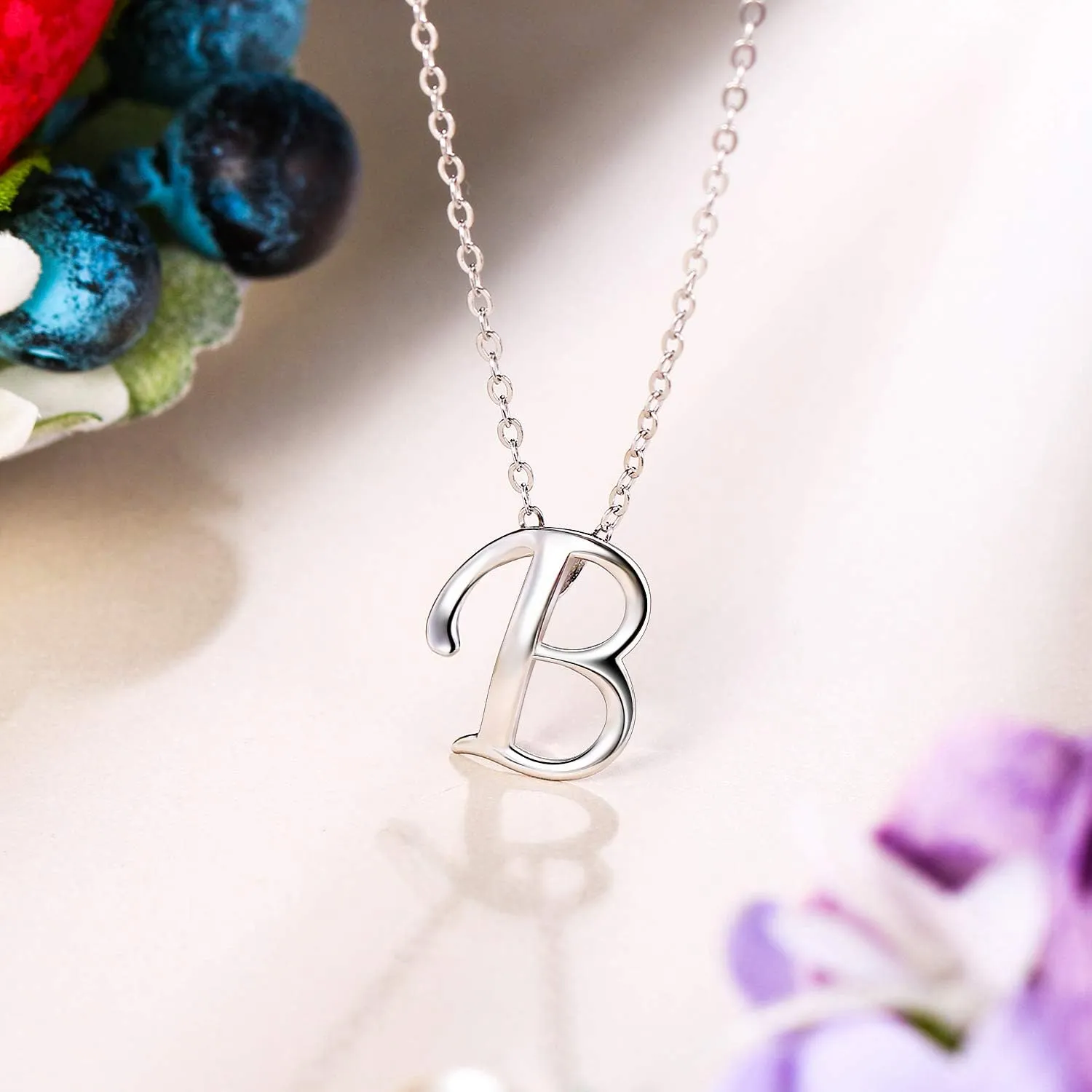 EVER FAITH Initial Necklace 925 Sterling Silver 26 Letters Alphabet Pendant Necklaces Personalized Charm Jewelry Gift for Women