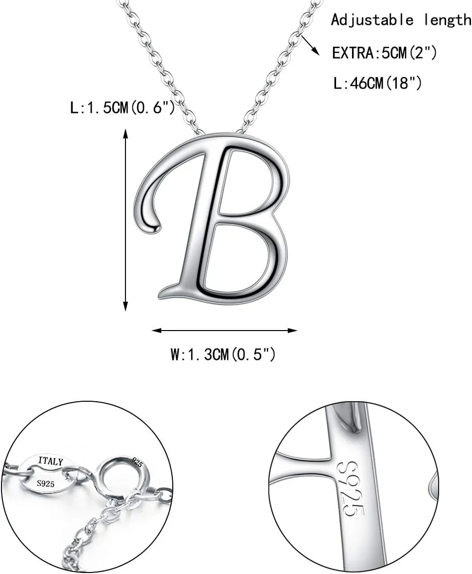 EVER FAITH Initial Necklace 925 Sterling Silver 26 Letters Alphabet Pendant Necklaces Personalized Charm Jewelry Gift for Women