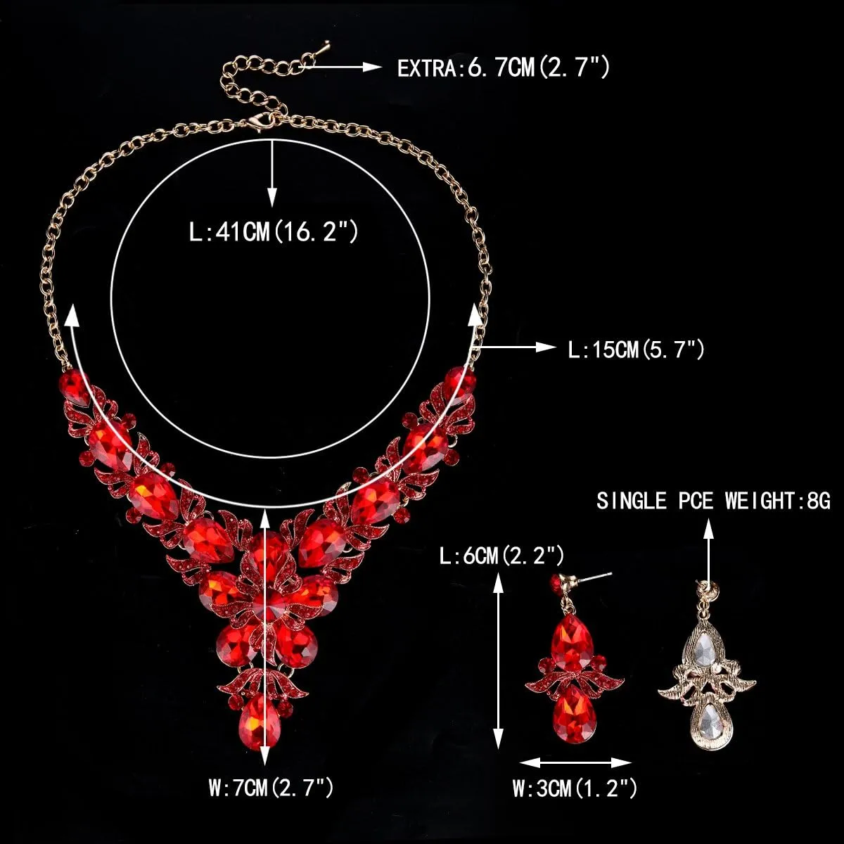 EVER FAITH Rhinestone Crystal Elegant Wedding Flower Leaf Teardrop Necklace Earring Set